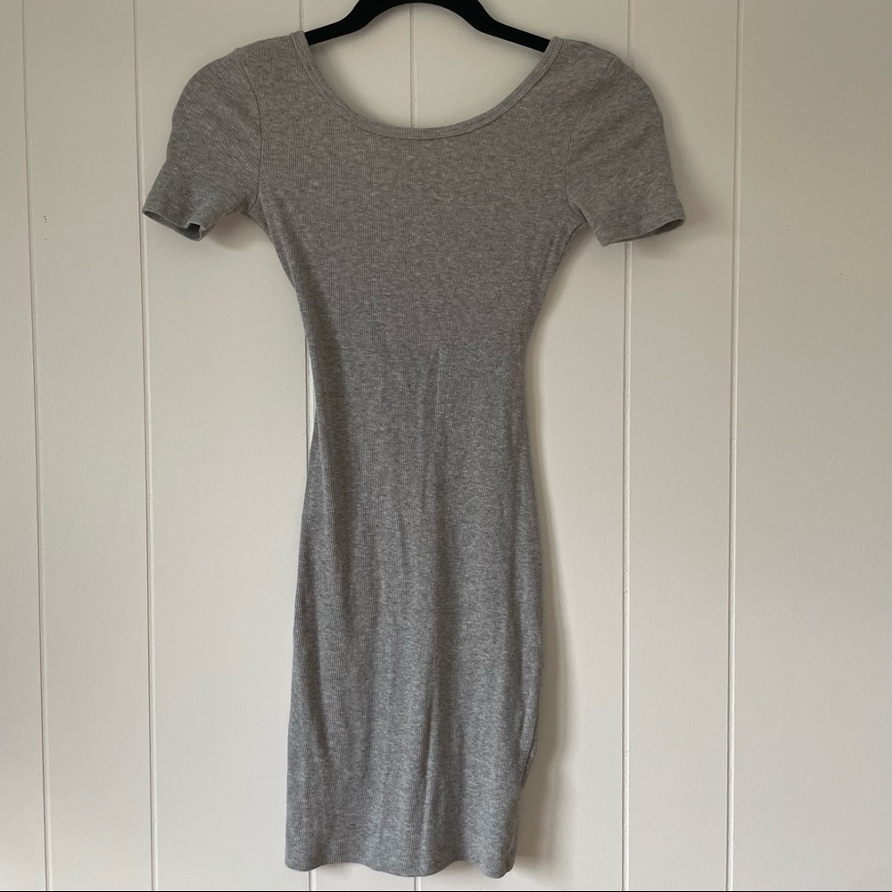 H&M Grey Ribbed Knit Bodycon Mini Dress Womens Size XS